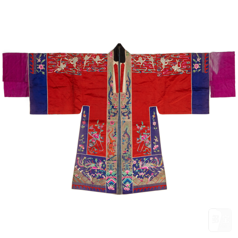 民國 紅紫緞地瑞獸團鶴紋道袍 | A DAOIST PRIEST'S ROBE - 图2